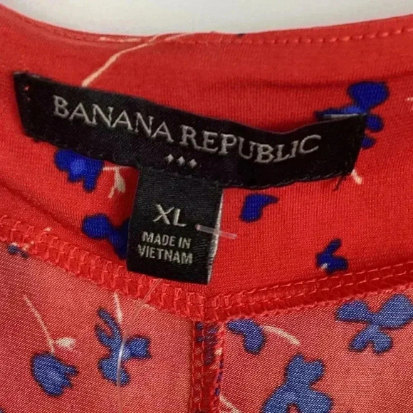 Banana Republic NWT Red and Blue Floral Faux Wrap Long size XL - Picture 4 of 8